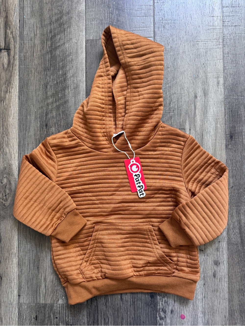PatPat Kids Ribbed Hoodie in Rust
